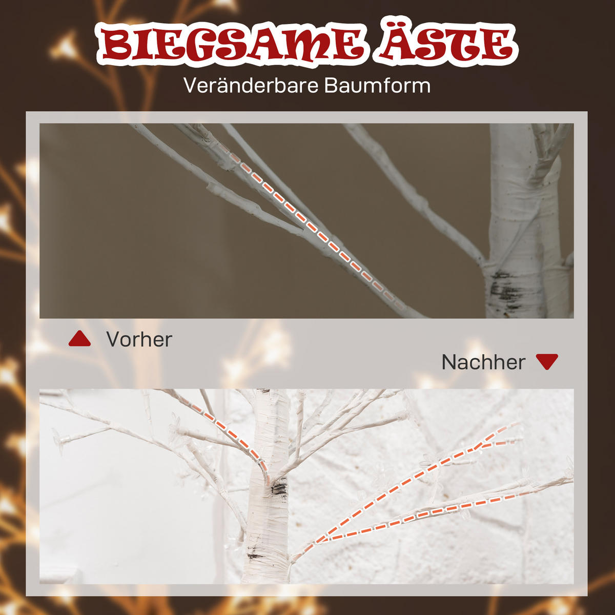 LED Baum, 150 cm Lichterbaum, Kirschbaum mit 120 LEDs, 3 Helligkeitsstufen - Weiß, Kunststoff (150cm) - HOMCOM