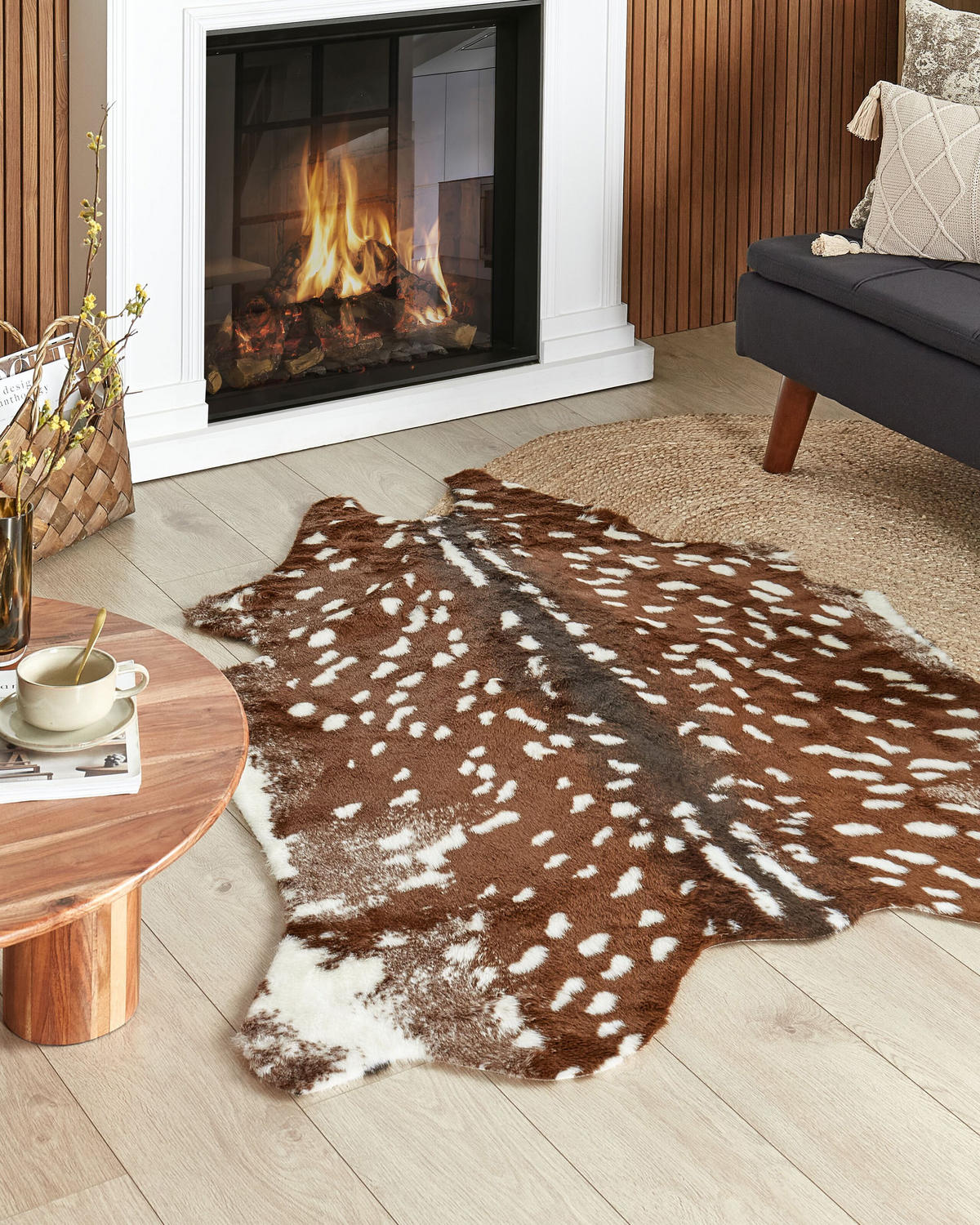 KUHFELL-TEPPICH Zeil 170/130 cm - Braun/Weiß, Textil (130/170cm) - Beliani