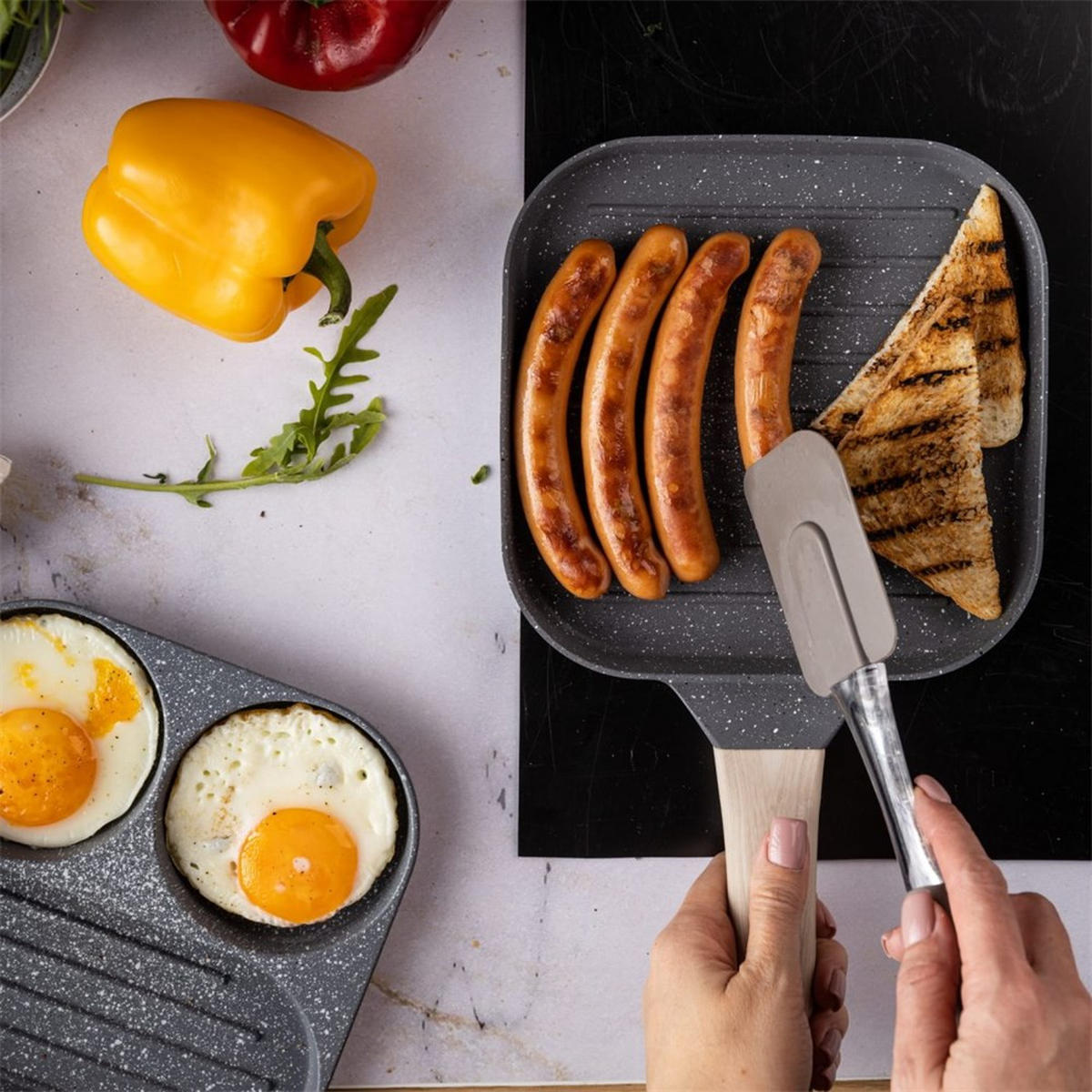 GRILLPFANNE Blau 36/18/2.5 cm KB7811 - Blau, Metall (36cm) - Klausberg 