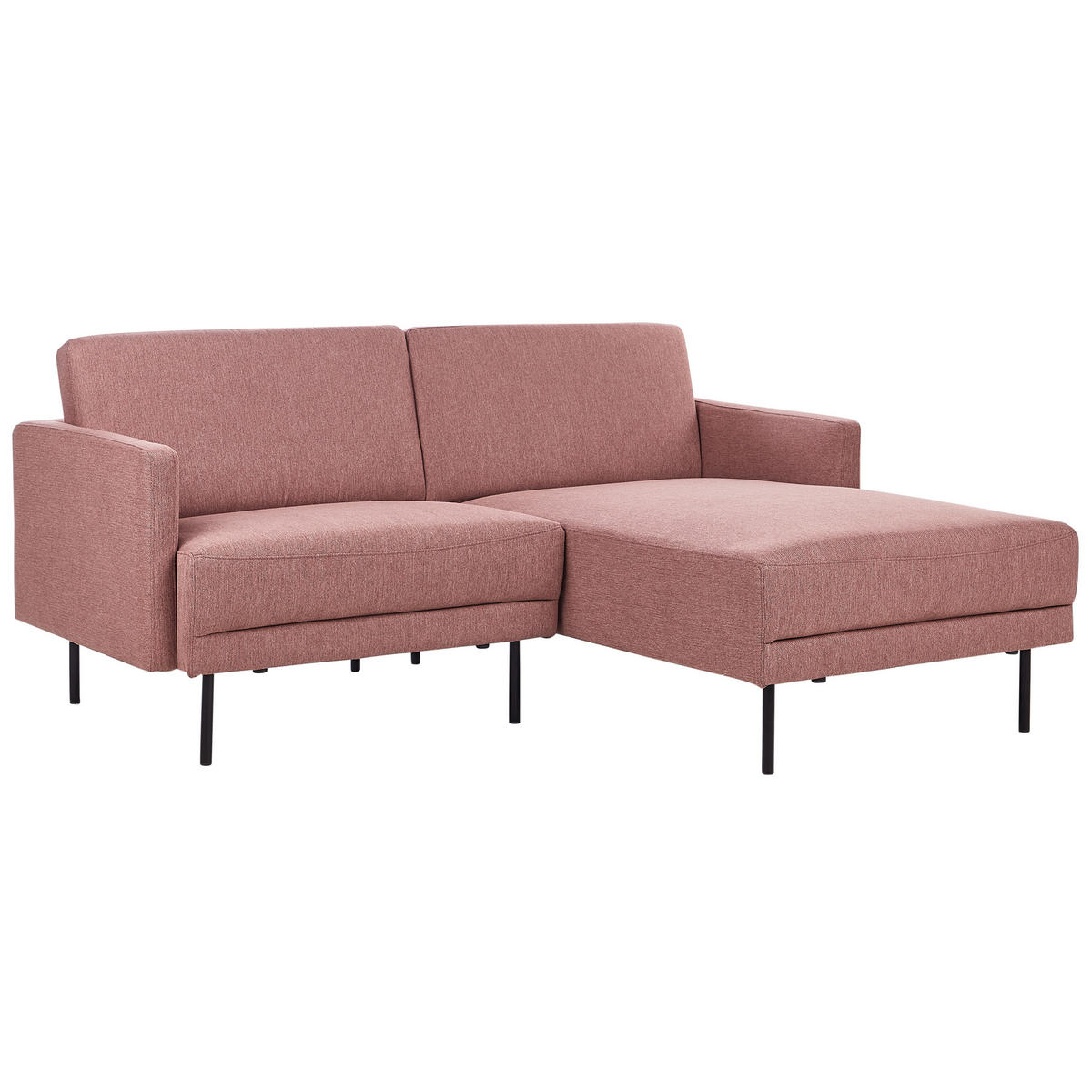 2-SITZER-ECKSOFA rosa-braun rechtsseitig Breda - Pink/Schwarz, Textil (192/155cm) - Beliani