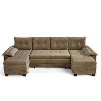 SCHLAFSOFA aus Chenille 278x127x87 cm Khaki mit USB-Anschluss, abnehmbaren Armlehnen und ausziehbarer Schlaffunktion - Beige, Textil (278/87/127cm) - Modfu