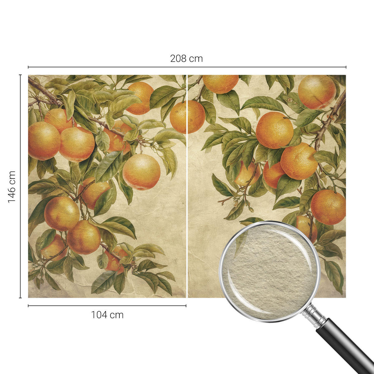 FOTOTAPETE 208x146 cm - Fruchtzweige - Grün, Textil (208/146cm) - Wallfluent