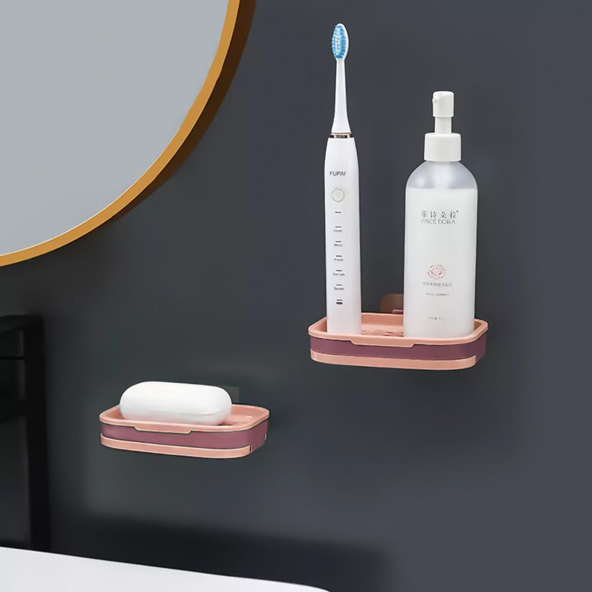 SEIFENSCHALE 13/9/2 cm zum kleben (Pink) - Pink, Kunststoff (9/2/13cm) - Intirilife