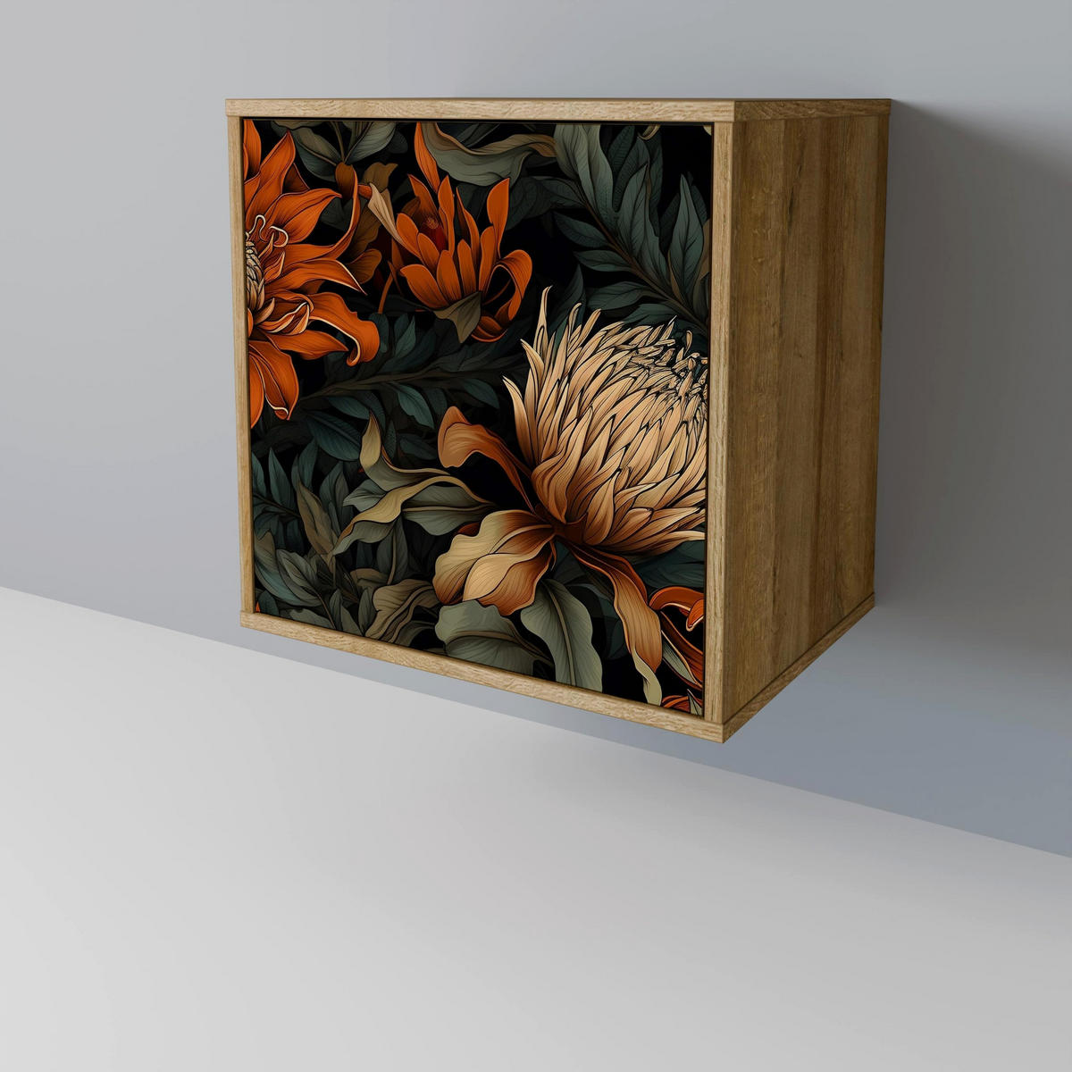 SIDEBOARD DAWN BLOOM, Eichefarben, 57,5x42x75,5 cm, Goldfarbene Metallfüße - Eichefarben/Goldfarben, Holzwerkstoff/Metall (57.5/75.5/42cm) - SpaceRebels