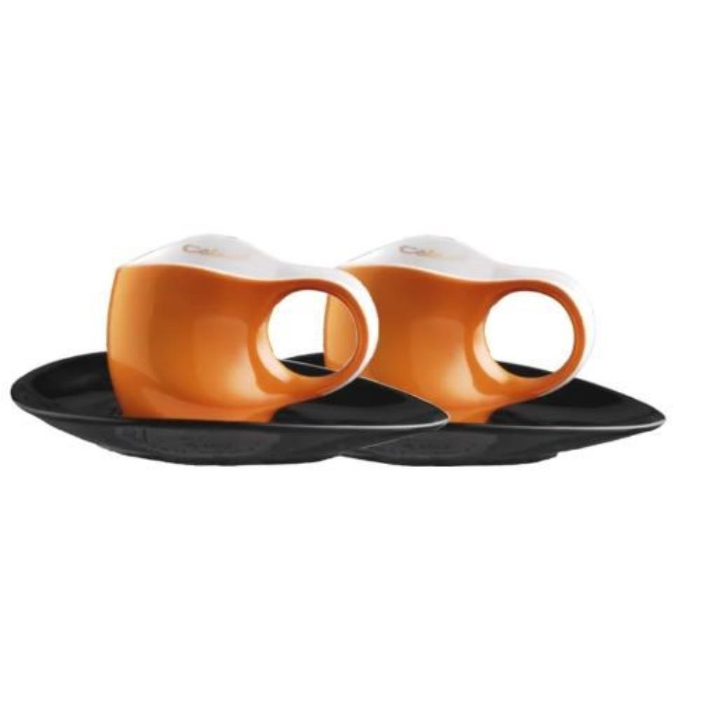ESPRESSOTASSEN mit Untertassen Espressissimo 4 tlg. orange - Multicolor/Orange, Keramik (0.04L) - Luigi Colani Porzellan