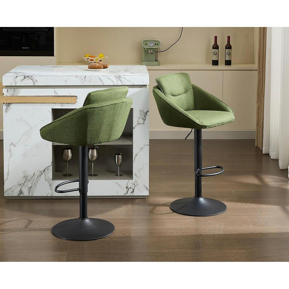 BARHOCKER 4er Set Grün Höhenverstellbar 360° Drehbar - Grün, Textil (52/85/52cm)