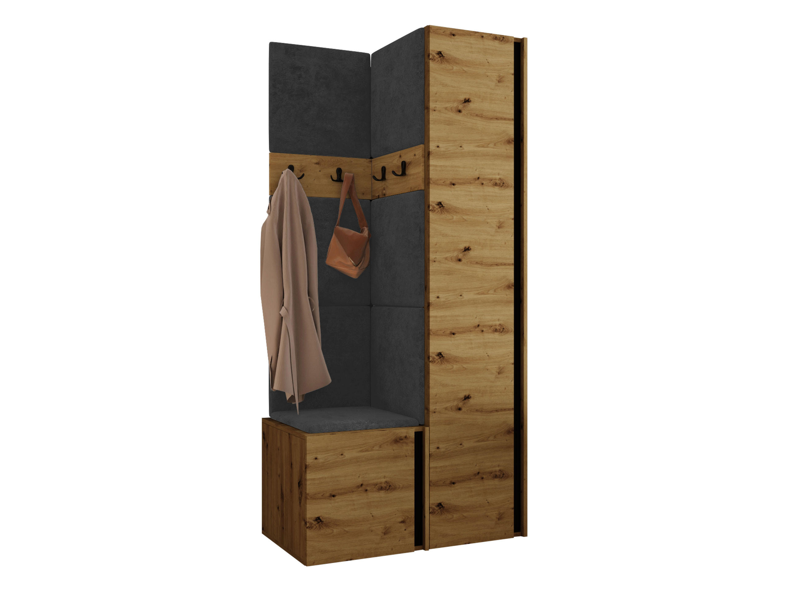 Mirjan24 Garderoben-Set Eiche Artisan, Anthrazit 82x186x46 cm