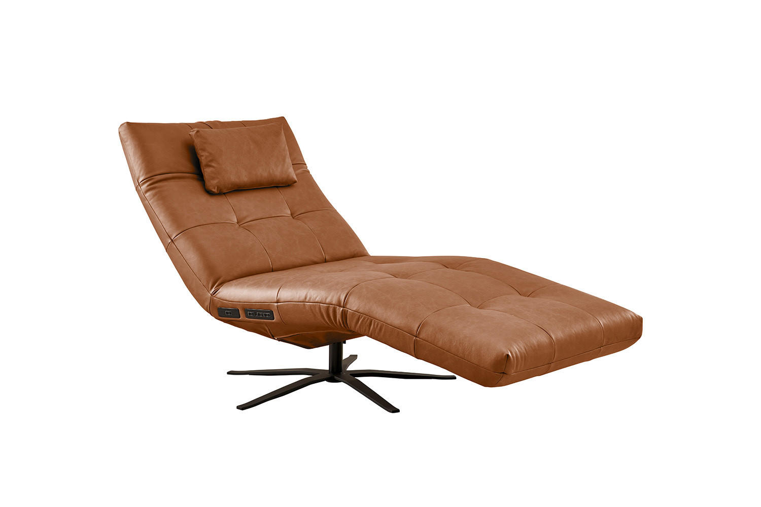 RELAXLIEGE LETICIA Braun Leder - Cognac/Schwarz, Leder/Metall (82/115/156cm) - KAWOLA