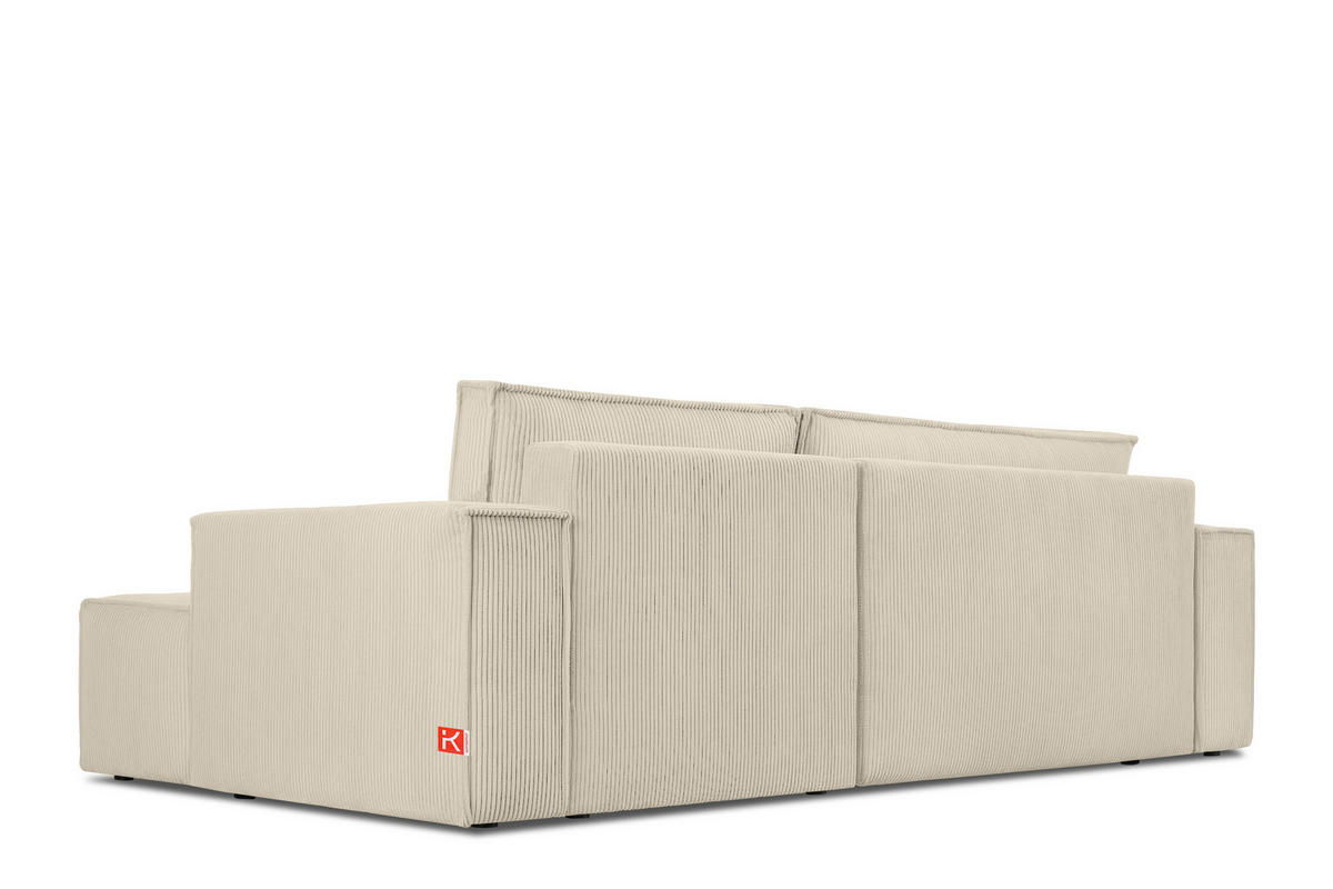 ECKSCHLAFSOFA-RECHTS NAPI in Pet Friendly Cord-Stoff, cremefarben - Creme/Schwarz, Textil (262/148cm) - KONSIMO®