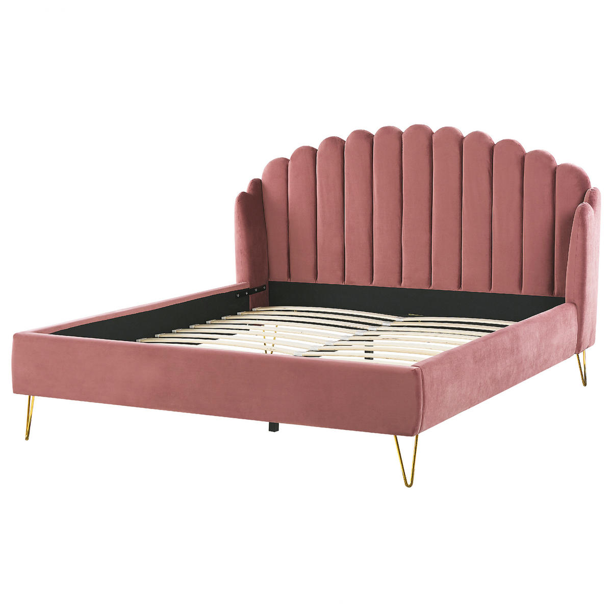 POLSTERBETT 180/200cm Rosa Ambillou - Pink, Textil (180/200cm) - Beliani