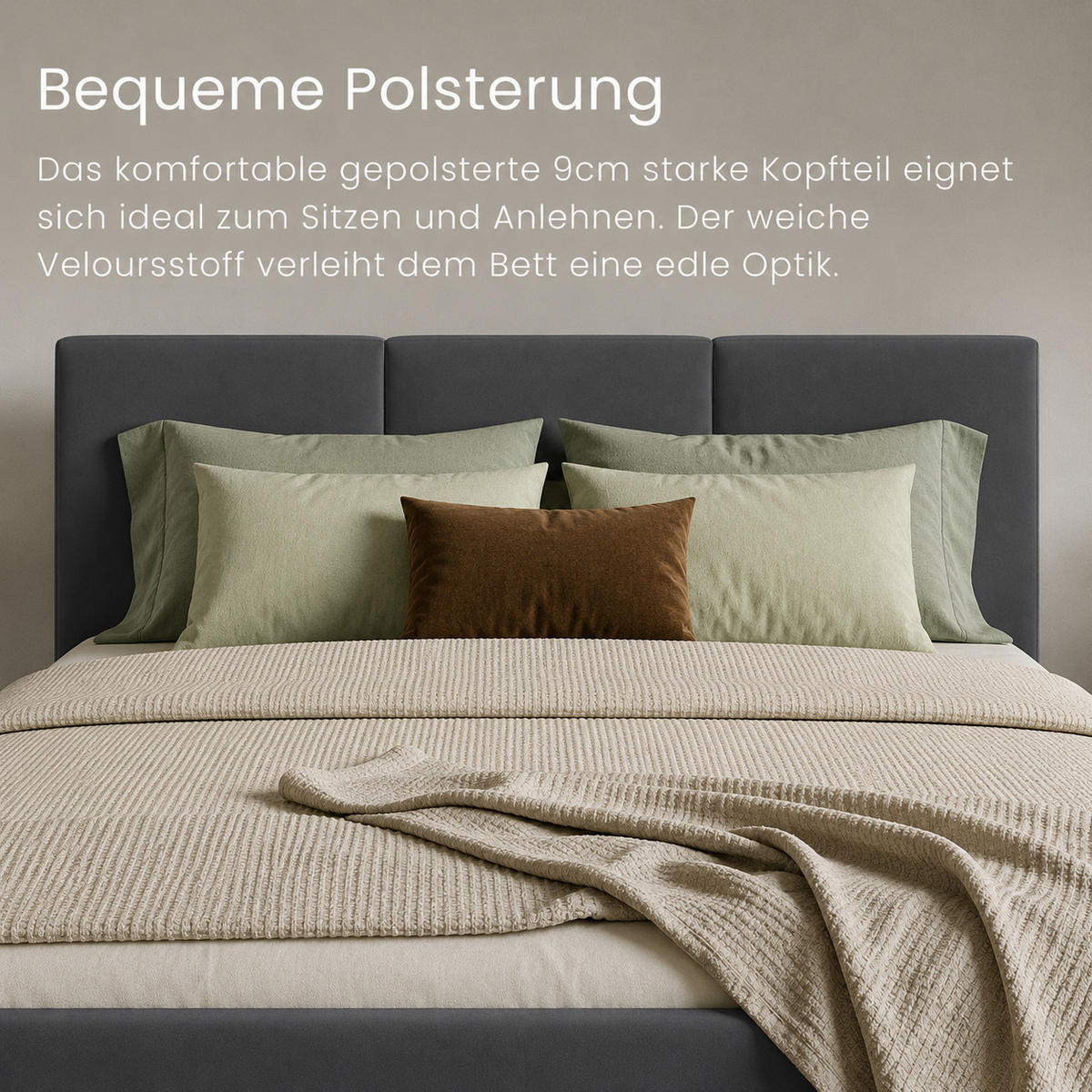 ČALOUNĚNÁ POSTEL 120 × 200 cm v grafitové barvě - grafitová, textil (120/200cm) - Home Collective