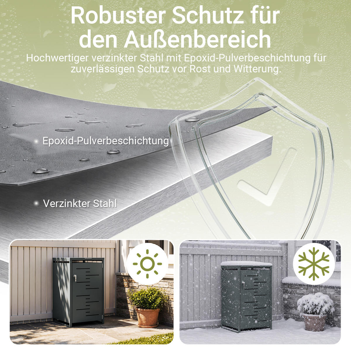 MÜLLTONNENBOX Metall Einzelbox 240 L 69,2×116,2×80,2 cm - Dunkelgrau, Metall (69/116/80cm) - SoBuy