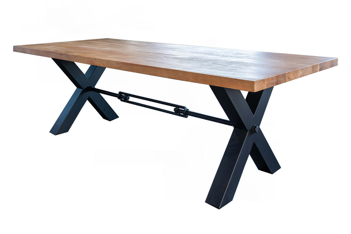 ESSTISCH MIT GERADER KANTE PALO Braun Akazie - Schwarz/Braun, Holz/Metall (280/100/78cm) - KAWOLA