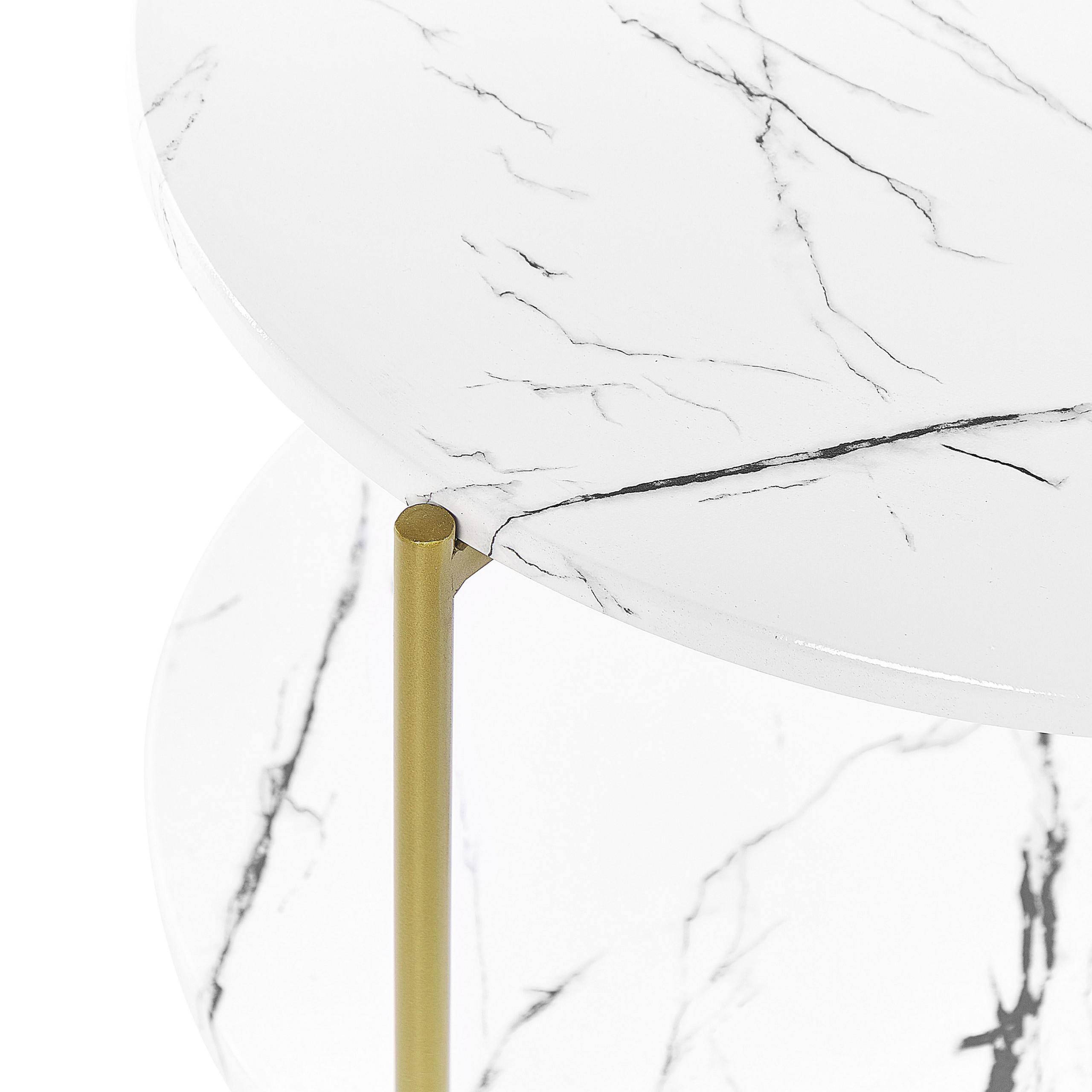 COUCHTISCH Marmor Optik weiß/gold 60 cm Reva - Goldfarben/Weiß, Holzwerkstoff (60/60/45cm) - Beliani