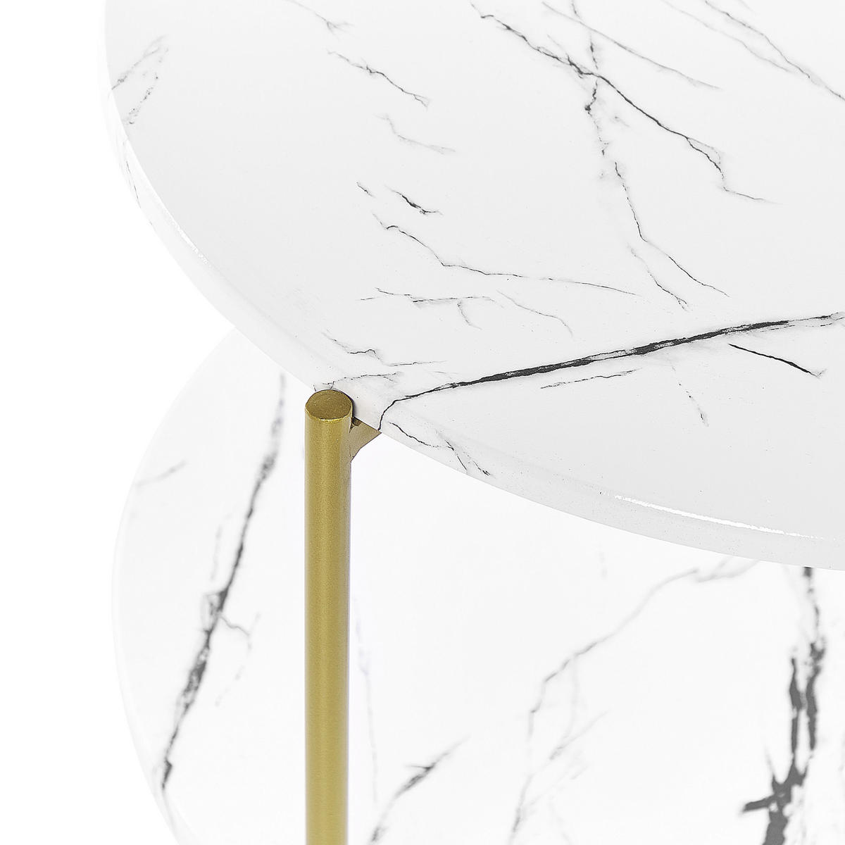 COUCHTISCH Marmor Optik weiß/gold 60 cm Reva - Goldfarben/Weiß, Holzwerkstoff (60/60/45cm) - Beliani