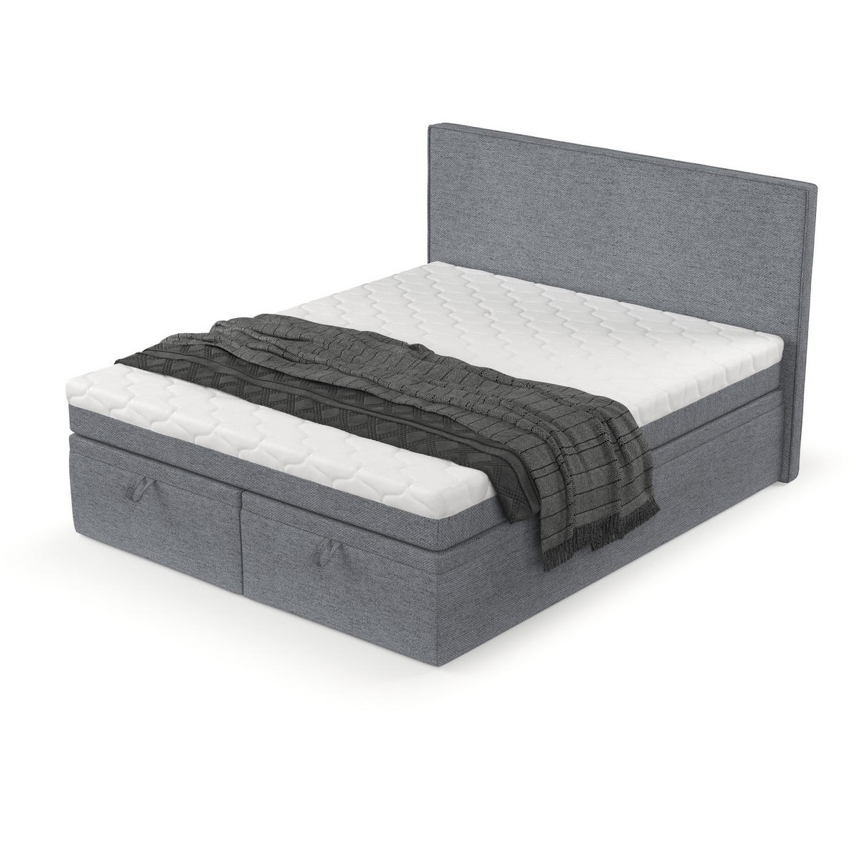 BOXBETT Zalla 180/200 cm Grau im Neve Stoff - Schwarz/Grau, Holz/Holzwerkstoff (180/200cm) - AltaBeds