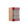 KÜCHENGLASSCHRANK R-Line Rot Hochglanz 40 cm - Honigeiche/Eiche Wotan, Holzwerkstoff (40/60/31cm) - Vicco