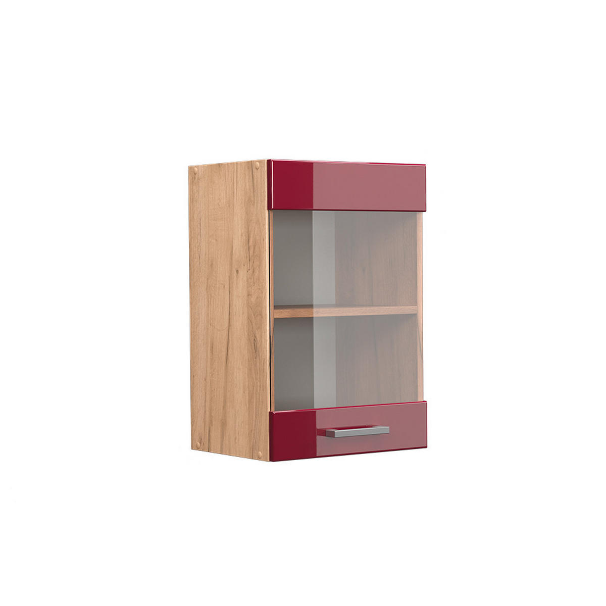KÜCHENGLASSCHRANK R-Line Rot Hochglanz 40 cm - Honigeiche/Bordeaux, Holzwerkstoff (40/60/31cm) - Vicco