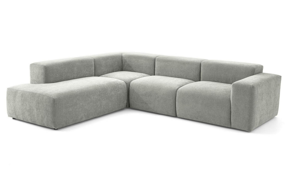 4-SITZER modulares Ecksofa HEAVEN SET 2 Links, Breite 300 cm Webstoff Grau - Schwarz/Grau, Holz/Kunststoff (300/245cm) - Muffo