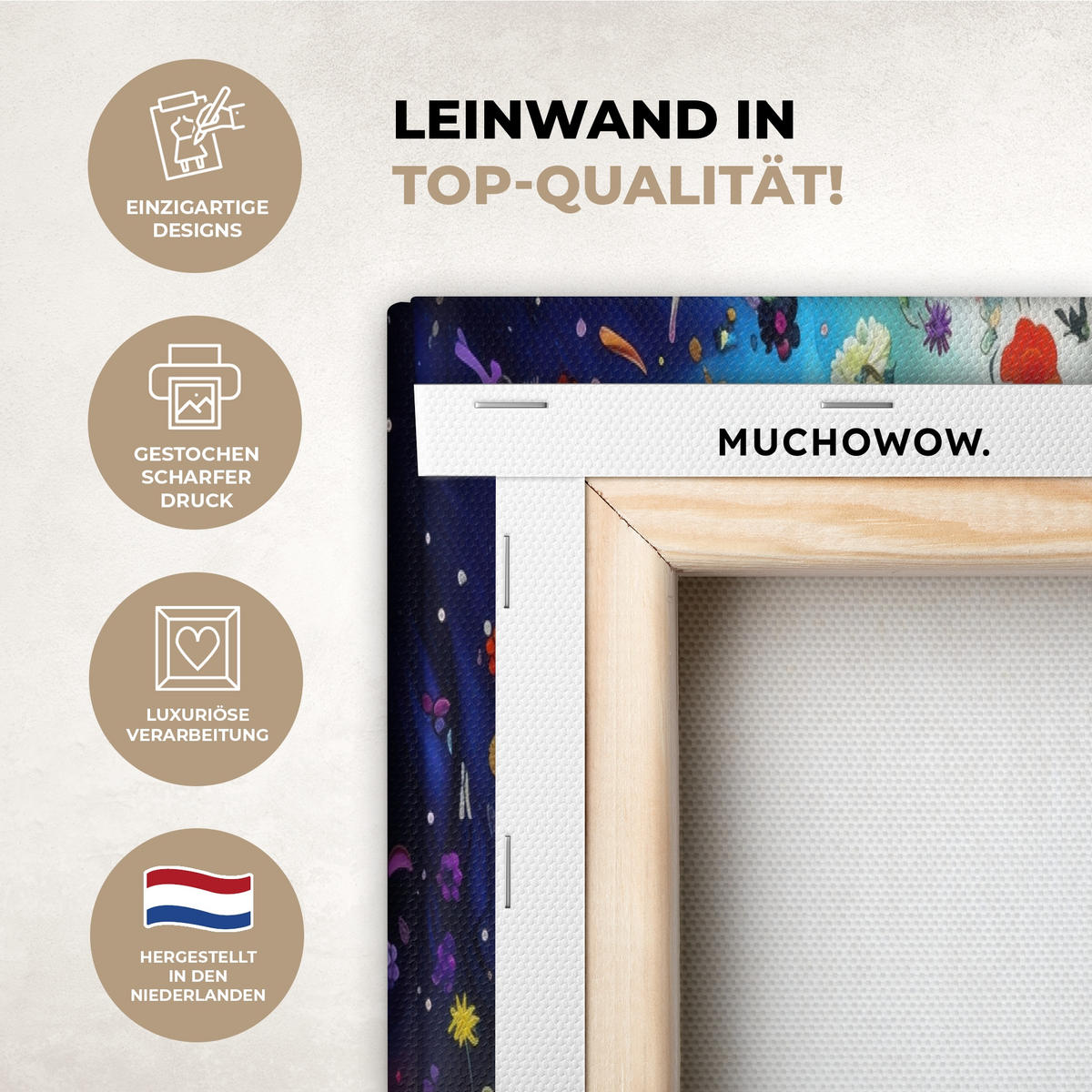 LEINWANDBILD 5er Set Bunt - Baum des Lebens - Blumen - Abstrakt 200x100 cm - Blau, Textil (200/100cm) - MuchoWow