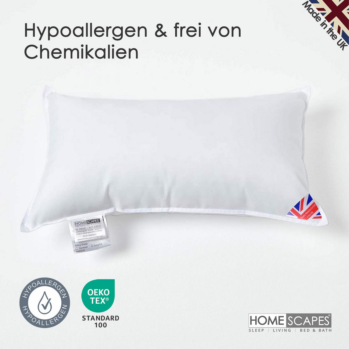FÜLLKISSEN 30/50 cm – Super-Mikrofaser - Weiß, Textil (30/50cm) - Homescapes