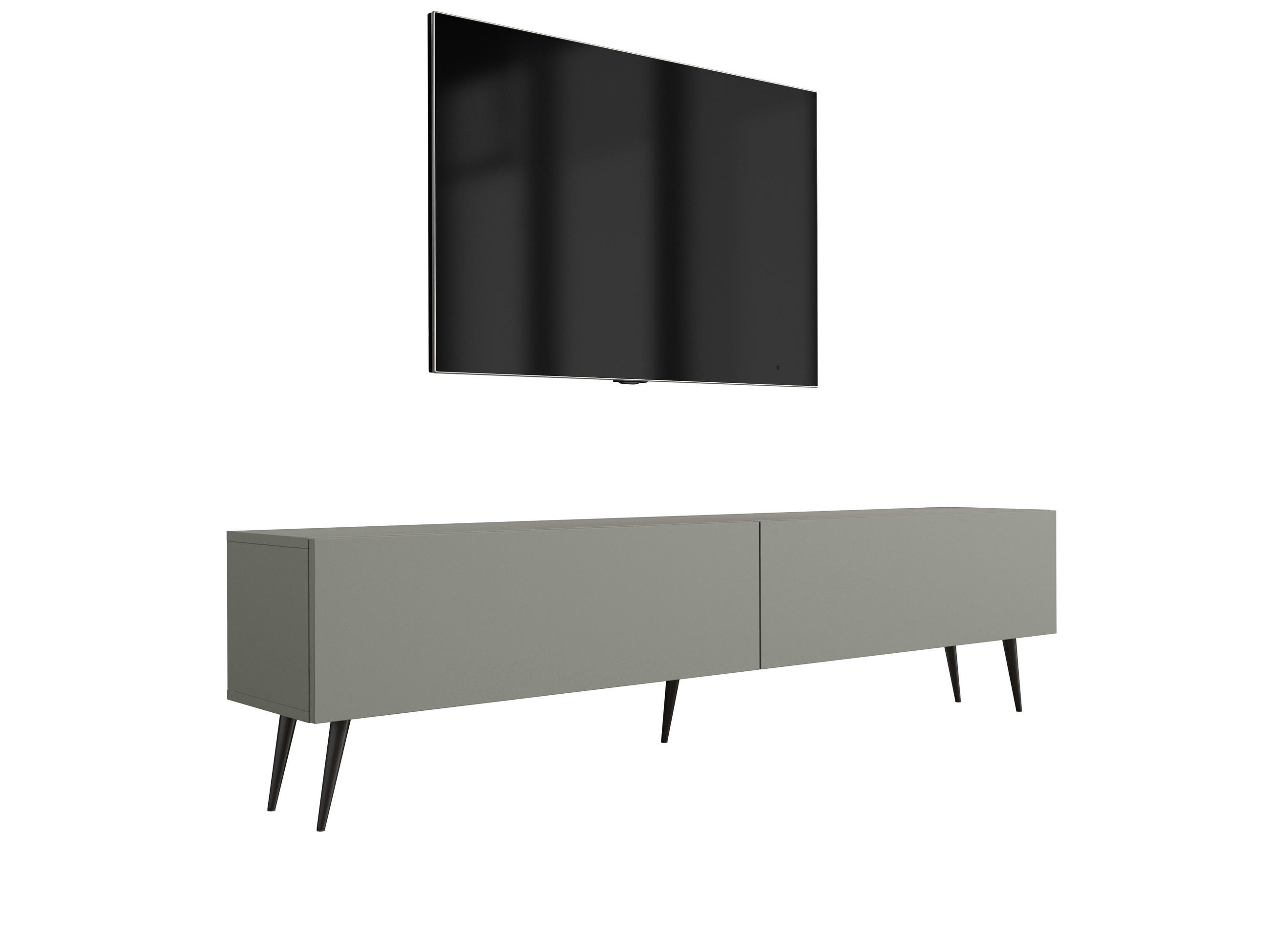 TV-SCHRANK : Aloe, 170 x 52 x 32 cm, schwarze Beine - Schwarz/Grün, Holzwerkstoff/Metall (170/52/32cm) - 3XE LIVING