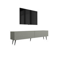 TV-SCHRANK : Aloe, 170 x 52 x 32 cm, schwarze Beine - Schwarz/Grün, Holzwerkstoff/Metall (170/52/32cm) - 3XE LIVING