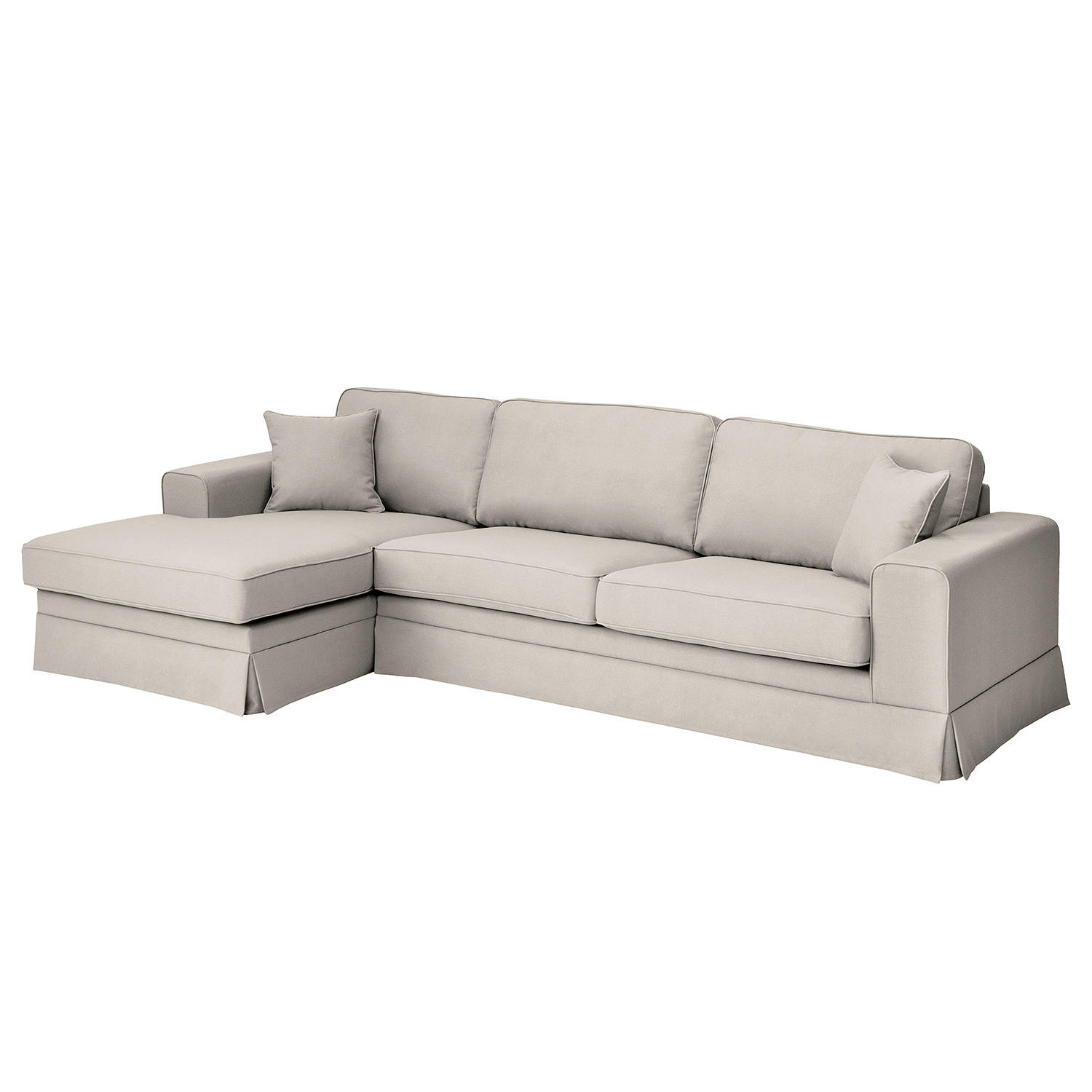 ECKSOFA mit Husse - Longchair, Webstoff - Hellgrau/Schwarz, Kunststoff/Textil (300/165cm) - home24