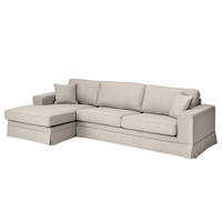 ECKSOFA mit Husse - Longchair, Webstoff - Hellgrau/Schwarz, Kunststoff/Textil (300/165cm) - home24