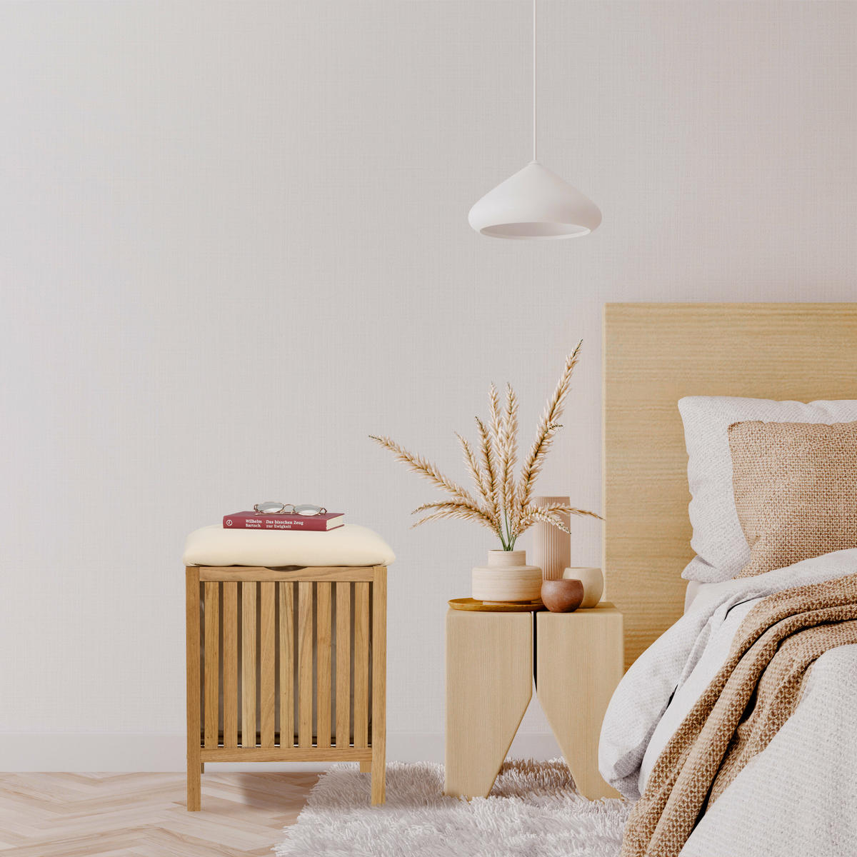 WÄSCHEKORB - Hellbraun, Holz/Textil (38/51/38cm) - Relaxdays