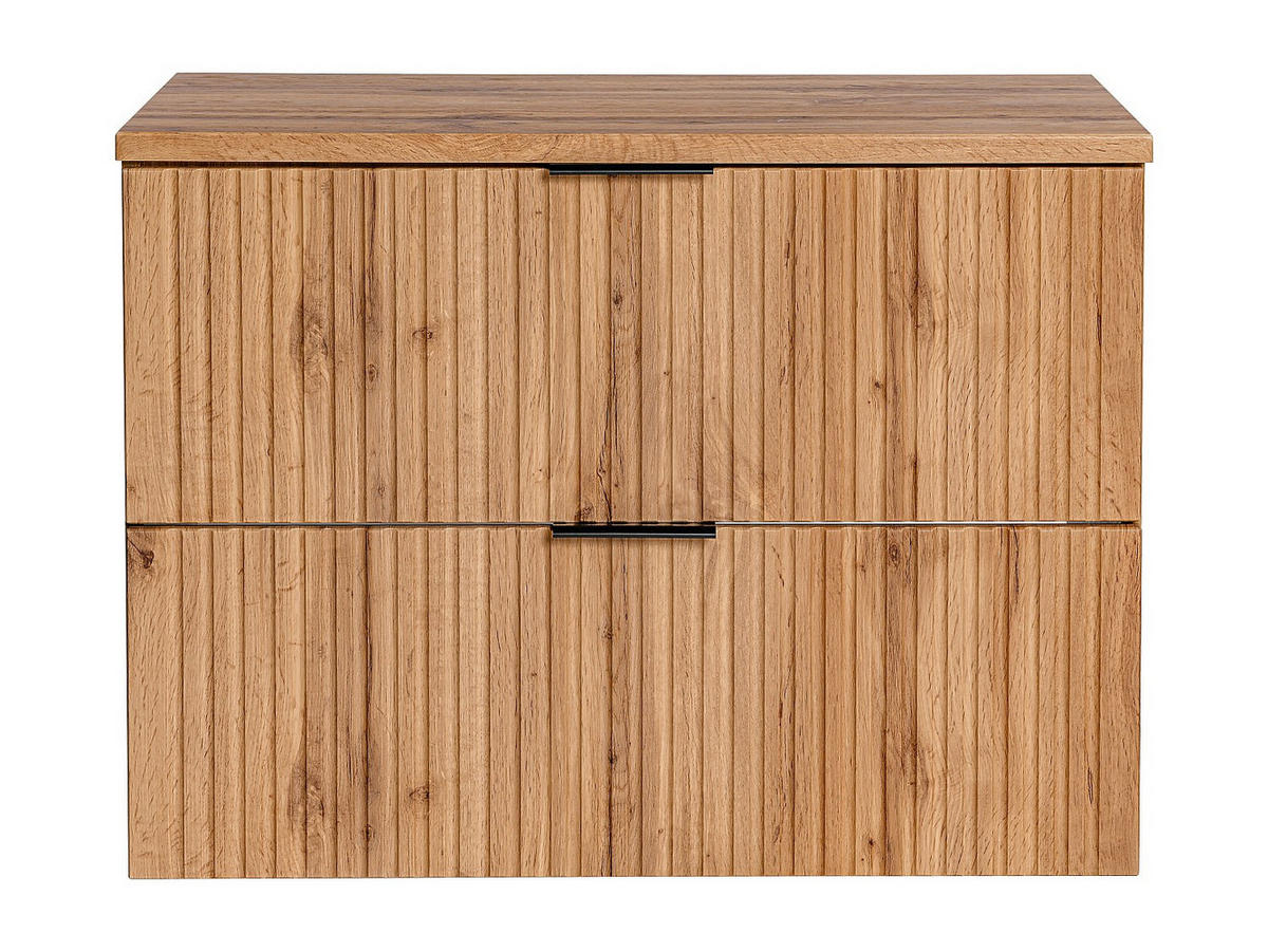 WASCHBECKENUNTERSCHRANK hängend mit Aufsatzplatte - Streifenoptik - Holzfarben hell - 80 cm - ZEVARA - Naturfarben, Holz (80/57/46cm) - Vente-Unique