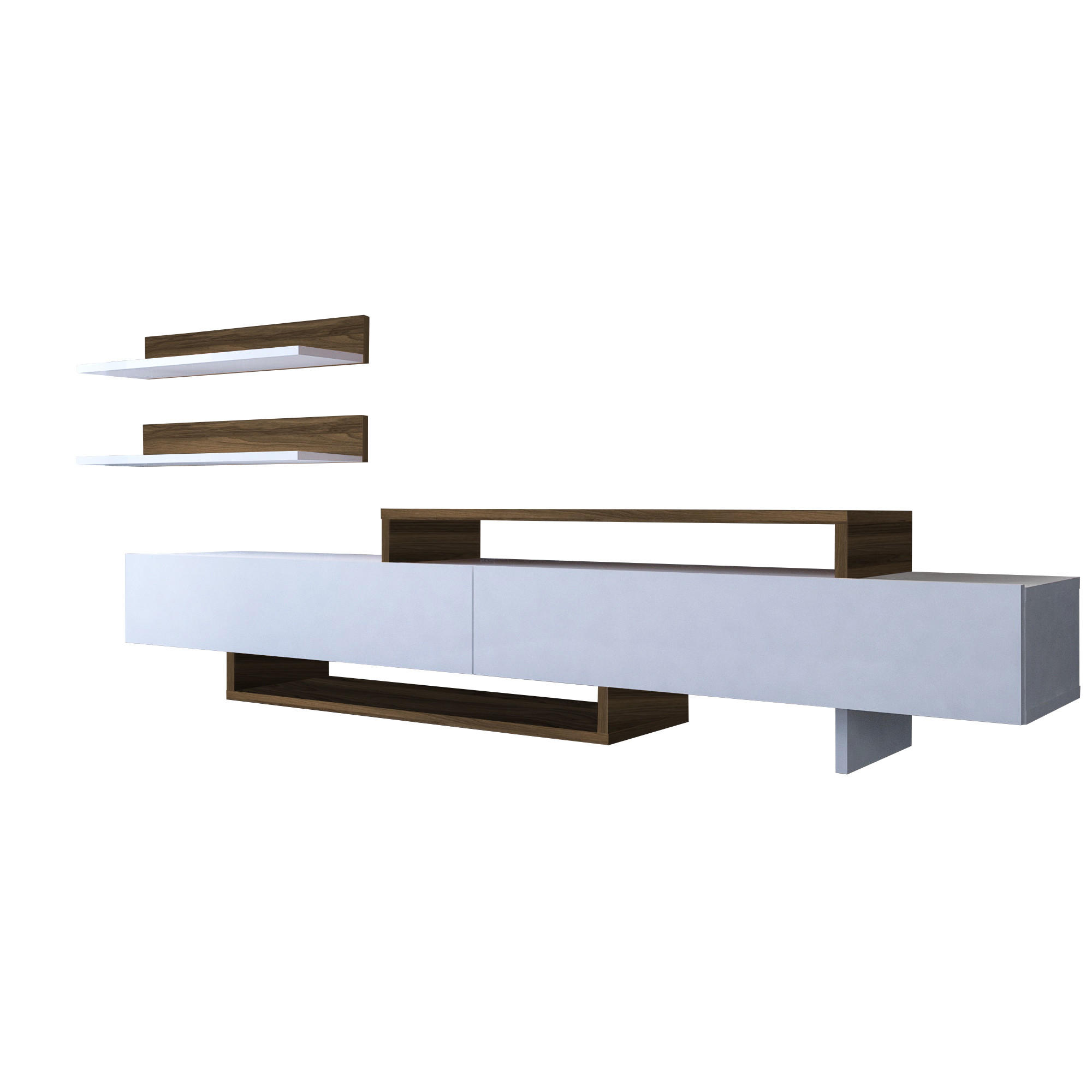 WOHNWAND Nirvana Weiß Walnuss - Walnussfarben/Weiß, Holzwerkstoff (180/42/31cm) - moebel17