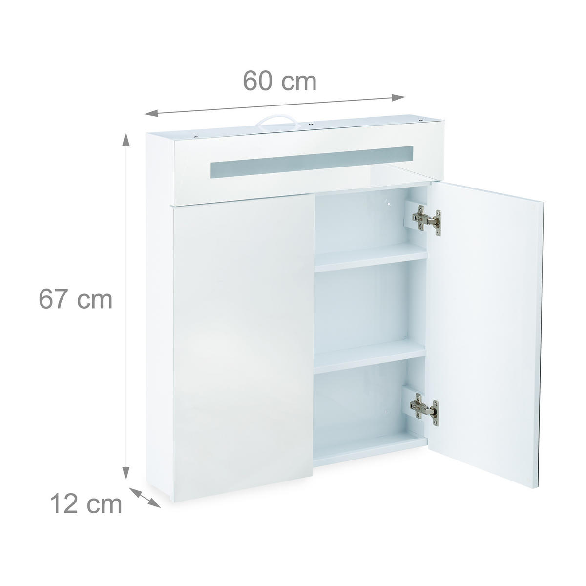 SPIEGELSCHRANK - Transparent, Glas/Metall (60/67/12cm) - Relaxdays