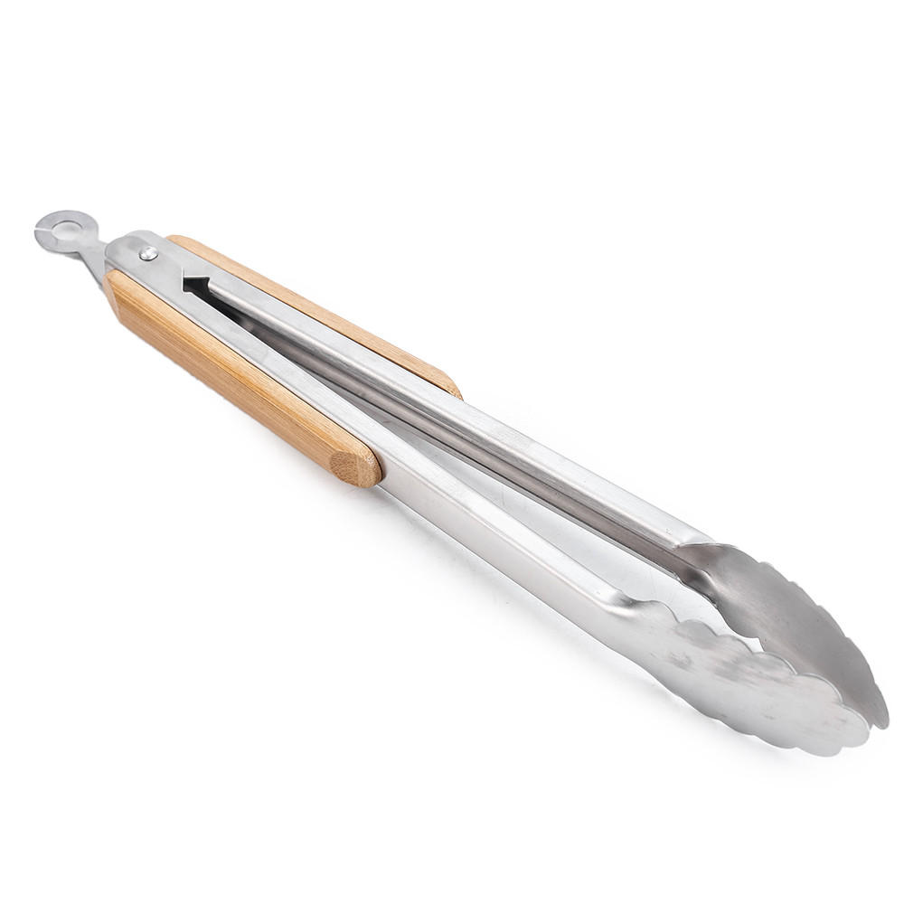 KÜCHENZANGE Modern Kitchen Naturfarbe Silber 26.5/1/26.5 cm Holz - Silberfarben/Naturfarben, Holz/Metall - Mondex