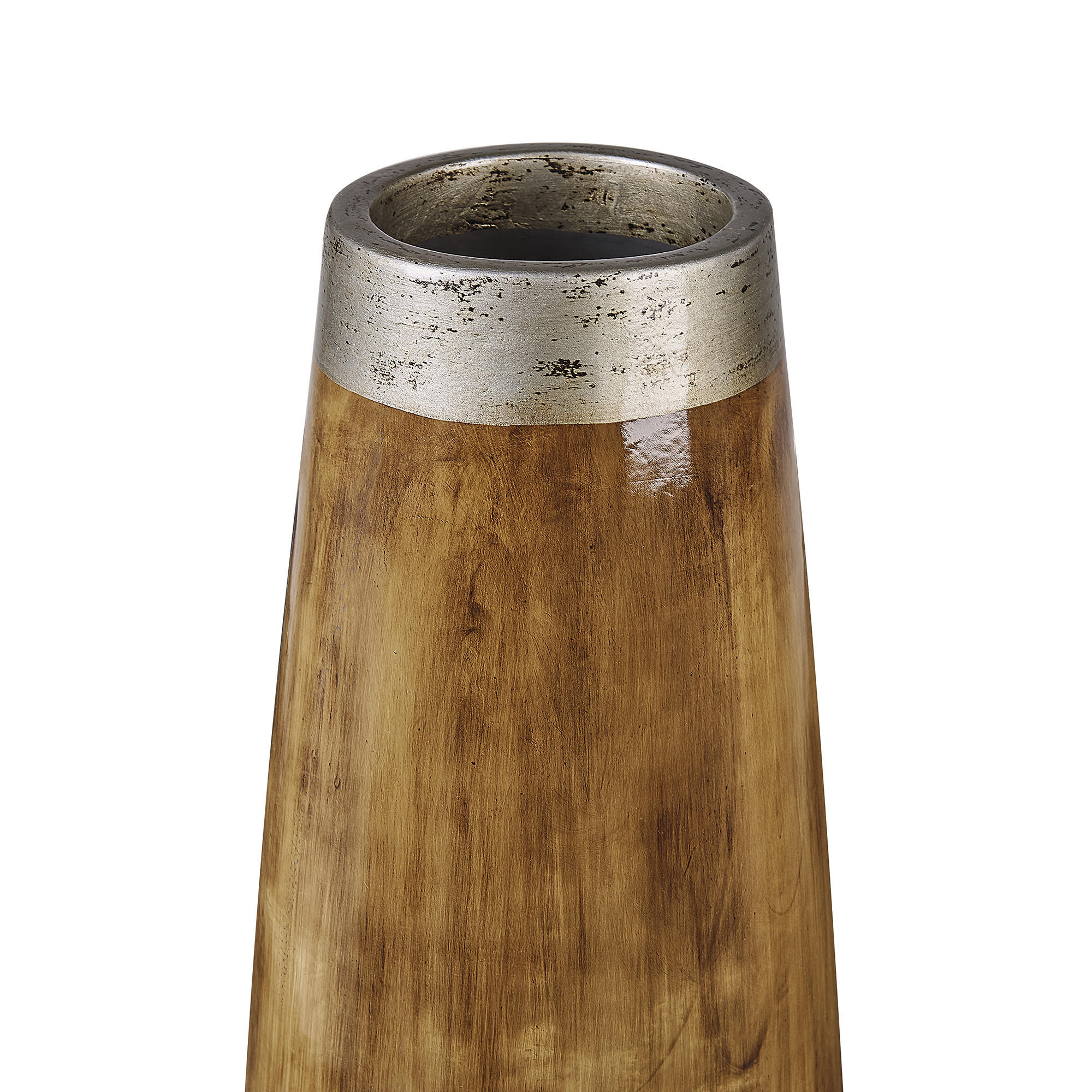 DEKOVASE Terrakotta dunkler holzfarbton Cyrene - Dunkelbraun, Stein (50cm) - Beliani