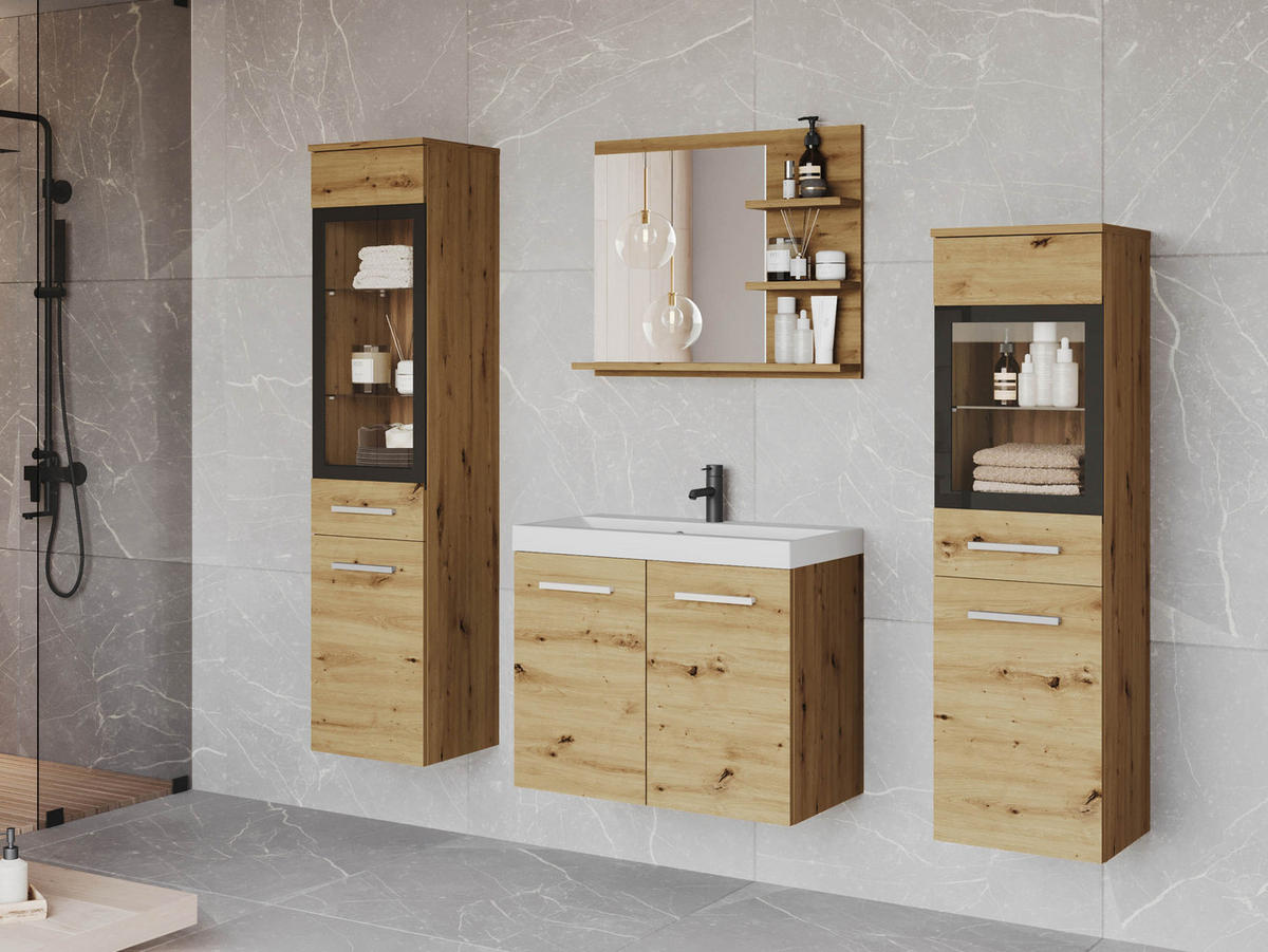 BADMÖBEL-SET Madrit I - Eiche Artisan, Holzwerkstoff (30/132/30cm) - MIRJAN24