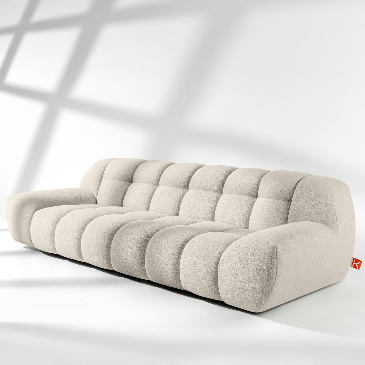 EINZELSOFA VENA Bouclé, Weiß - Weiß, Holz/Textil (254/72/105cm) - KONSIMO®