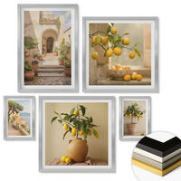 WANDBILDER 5er Set - 50x50 cm & 20x30 cm & 40x60 cm Silberner Rahmen - Frische, farbenfrohe Zitrusfrüchte - Silberfarben, Kunststoff (40/60cm) - ArtPrintCave