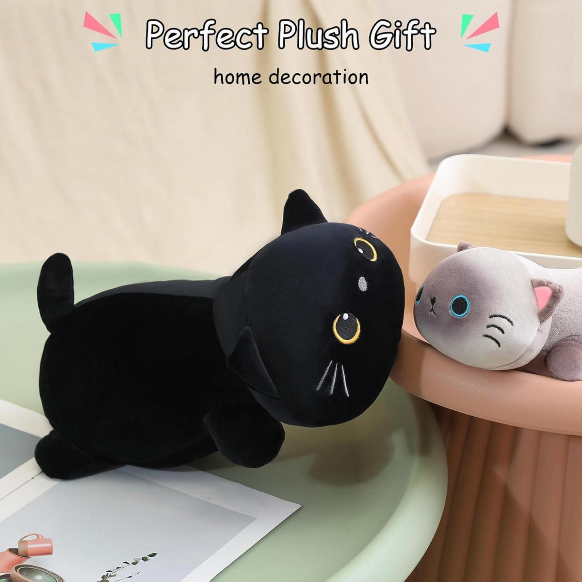 PLÜSCHTIER Katze 25 cm - Schwarz, Textil (12.7/20.3cm)