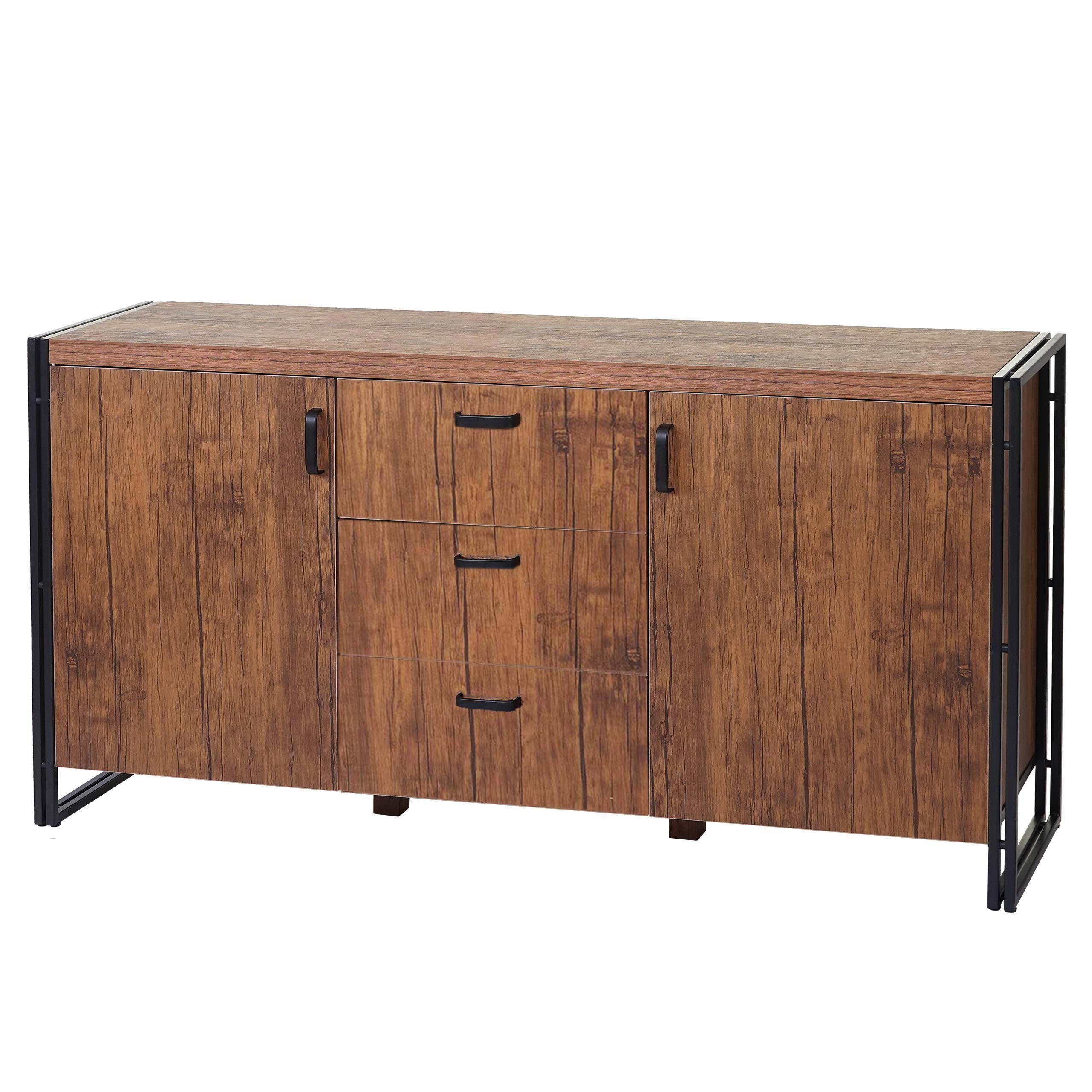 SIDEBOARD Wildeiche Dekor, Schwarz - Wildeiche/Schwarz, Holzwerkstoff (160/80/40cm) - MCW