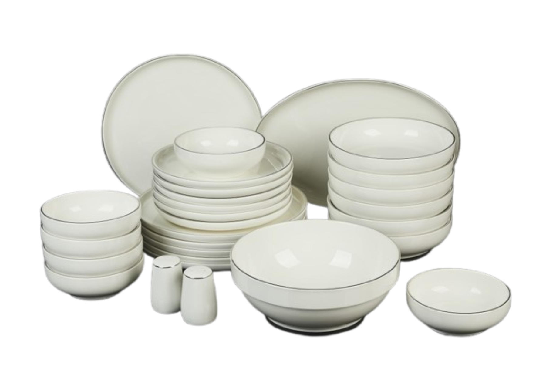 GESCHIRRSET Milano 28-tlg. Platin - Weiß, Keramik (41/38/38cm) - Mulex