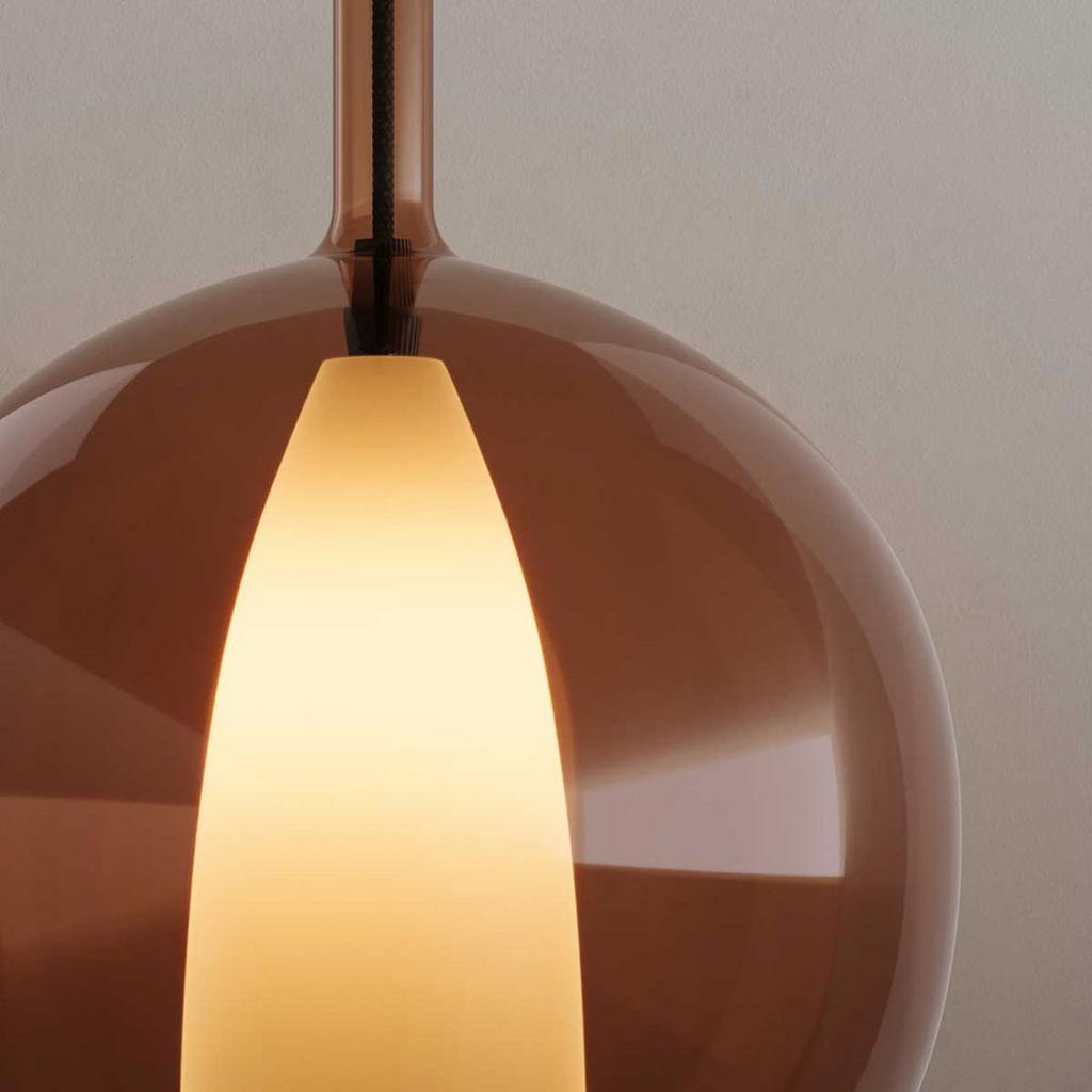 Thumbnail - s.luce Hängelampe, Anthrazit, Glas, Rund, 14x35x14 cm, Nur In Filialen Erhältlich