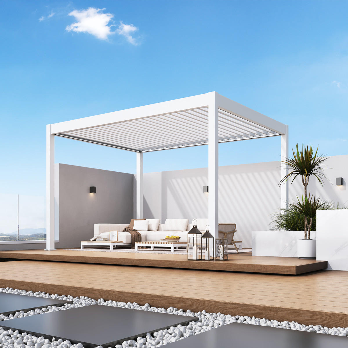 TERRASSENÜBERDACHUNG Deluxe Plus 3x4m Elektrisch Pavillon Aluminium LED - Anthrazit, Metall (300/255/400cm) - WEIDE