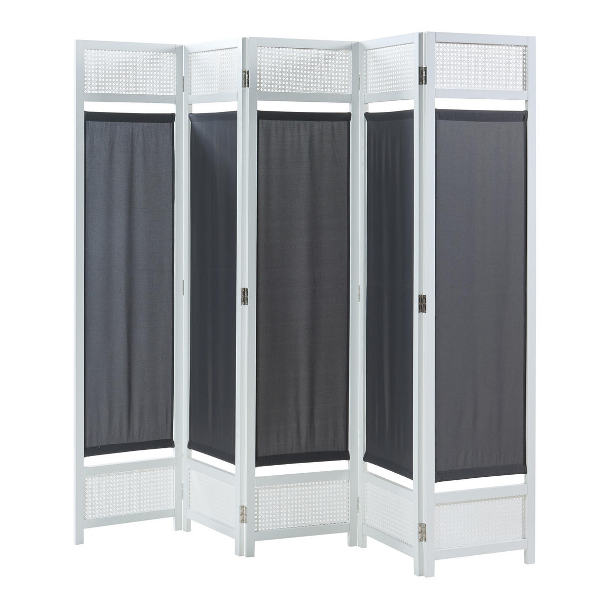 PARAVENT Dorotea - Dunkelgrau/Weiß, Holz/Kunststoff (200/170/1.7cm) - [en.casa]
