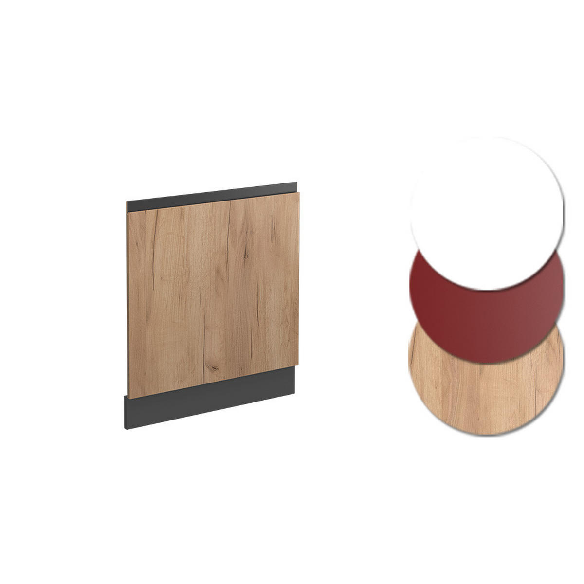 FRONTBLENDE R-Line Goldkraft Eiche 59.6 cm J-Shape, ohne AP - Honigeiche/Anthrazit, Holzwerkstoff (59.6/57.2/1.6cm) - Vicco