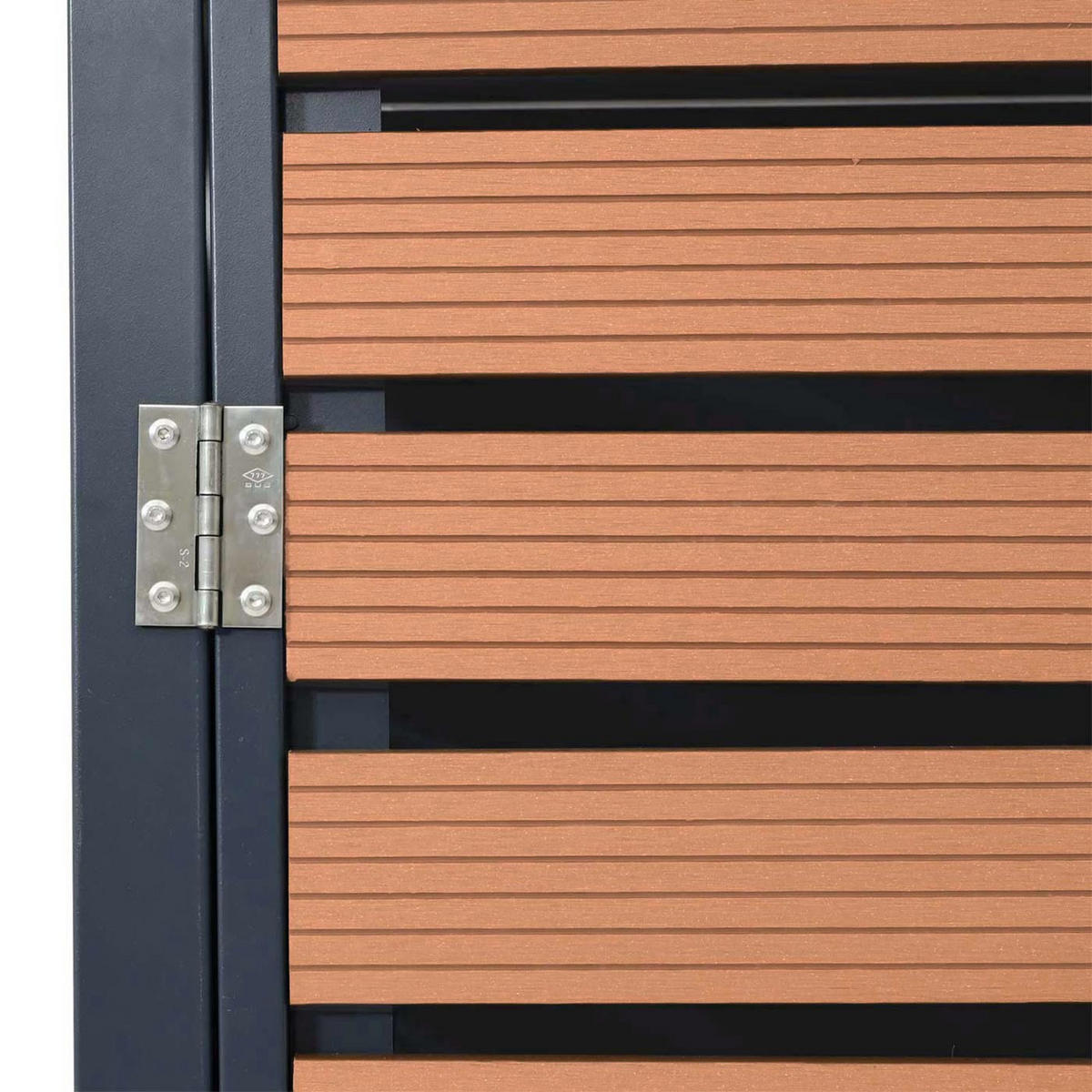 MÜLLTONNENBOX 3er HxBxT 119x205x84cm Teak-Optik WPC Metall 109kg - Teakfarben, Metall (205/119/84cm) - PROREGAL