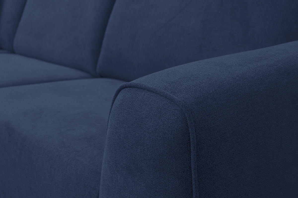 ECKSOFA Mula in L-Form, Coach Farbe: Blau, Velourstoff, Ottomane Links - Blau, Textil (210/274cm) - VENASI MÖBEL