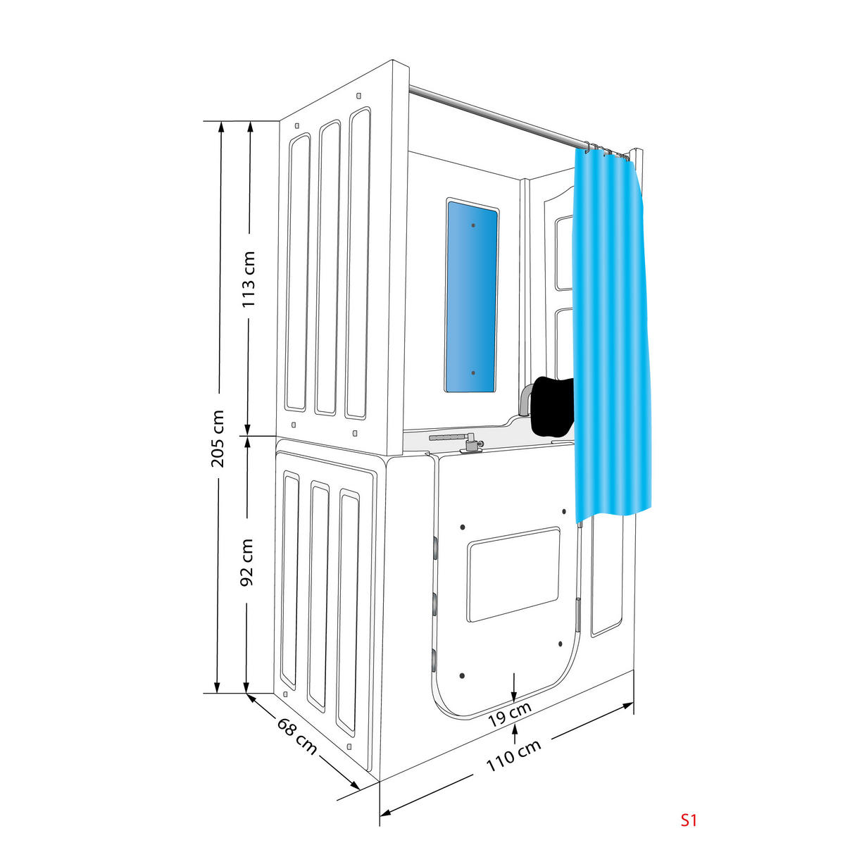 SENIOREN Dusche Sitzwanne Tür Seniorenwanne S08D-C-R - Weiß, Glas/Kunststoff (110/68/205cm) - AcquaVapore by Sandra Jentho