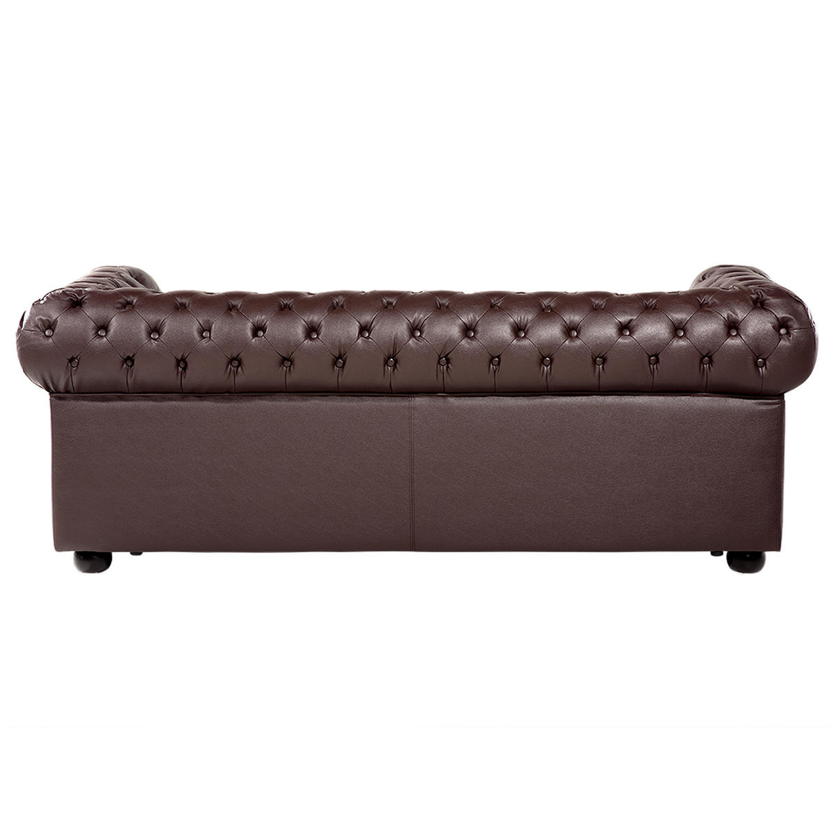SOFA Leder Braun Chesterfield - Dunkelbraun, Leder/Fell (195/70/75cm) - Beliani
