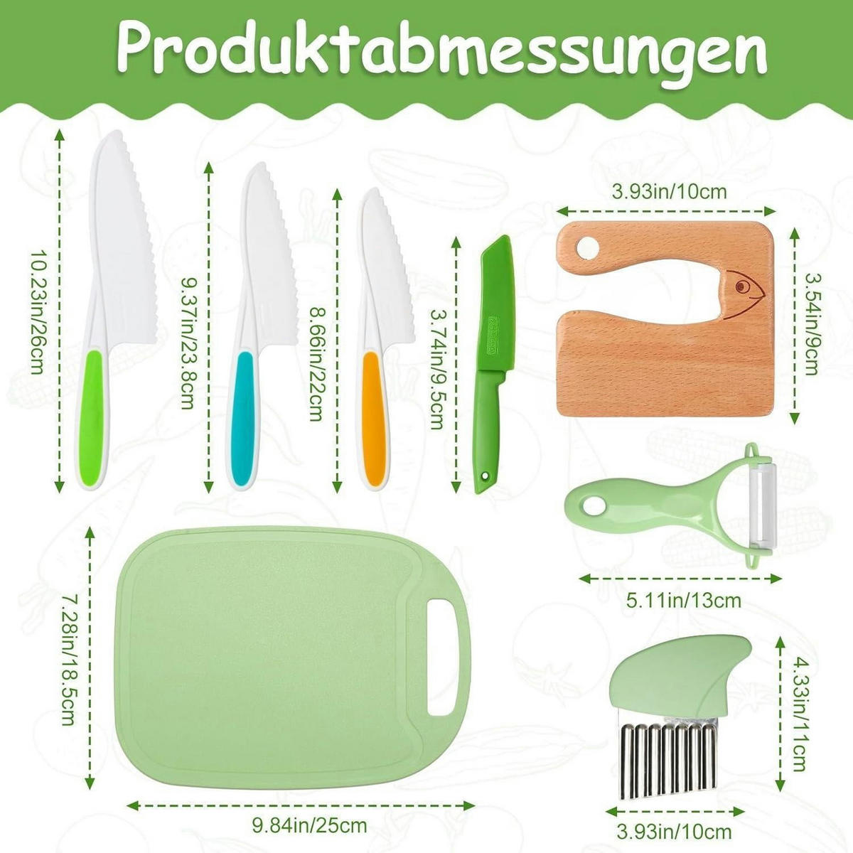 KINDERMESSER Set 8-teiliges Montessori Lernmesser Set - Multicolor, Kunststoff